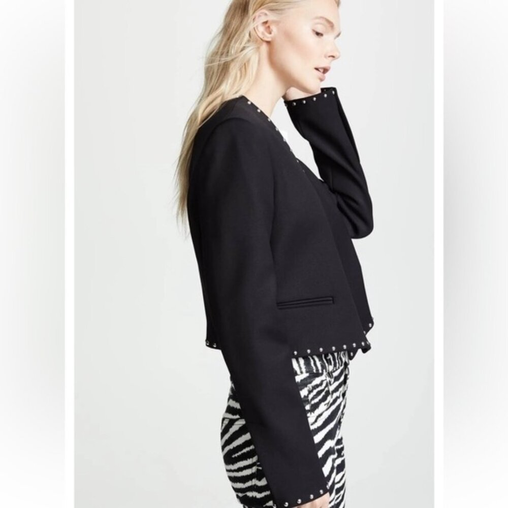 Helmut Lang Womens Studded Blazer Jacket Black 12 - Picture 8 of 13